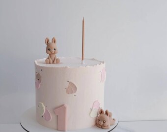 Edible cake toppers rabbit set 2 pcs for a boy and girl