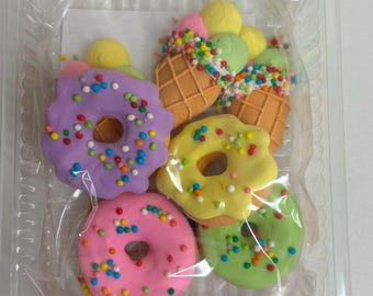 Edible Sweet Treats Cake Toppers, Handmade Fondant Donuts and Ice Cream Decorations, Candy Birthday Cake Decor