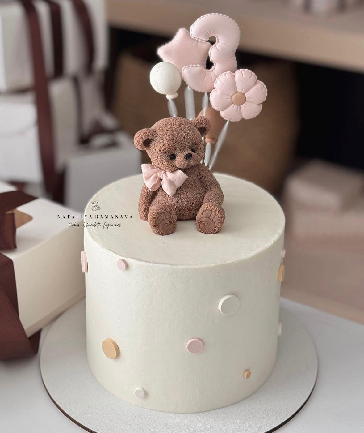 Fondant Teddy Bear Cake Topper Edible Teddy Bear 3d Cake Toppers for a ...