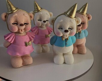 Fondant teddy bear cake topper Edible teddy bear cake toppers for a boy and girl decor for a birthday cake