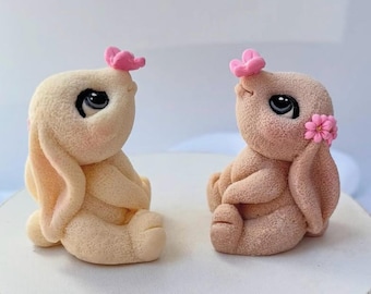 Fondant bunny cake topper Edible cake toppers rabbit for a boy and girl decor for a birthday cake Fondant bunny cake toppers