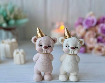 Fondant teddy bear cake topper Edible teddy bear cake toppers for a boy and girl decor for a birthday cake