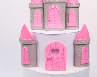 Edible Princess Castle Cake Topper Set, Handmade Fondant Castle Decorations, Girls Birthday Cake Decor