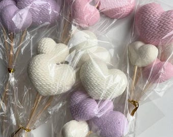 Fondant Heart Cake Toppers • 6 Pieces • Edible Decorations • Heart on Stick • Birthday, Wedding, Anniversary