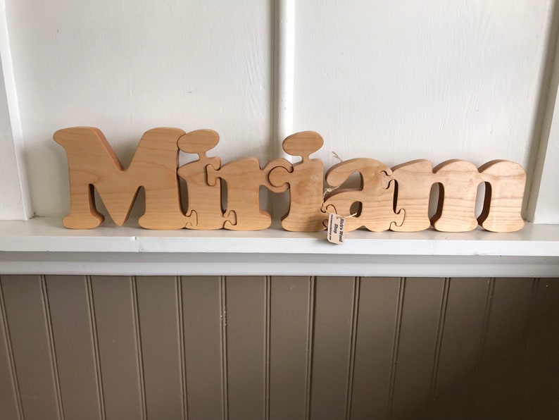 Personalized handmade large 5 wood letters puzzle Large Size. New mom gift image 4