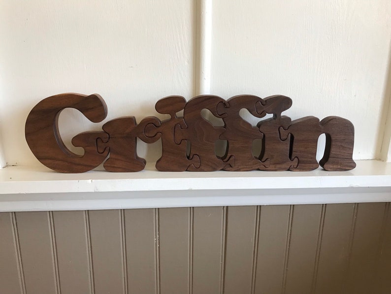 Personalized handmade large 5 wood letters puzzle Large Size. New mom gift image 2