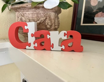 Personalized “NEWEST FONT STYLE “handmade 3" wood letters puzzle (Medium Size)