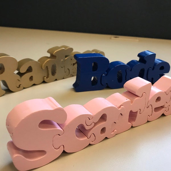 Personalized handmade 3" wood letters puzzle (Medium Size). New mom gift