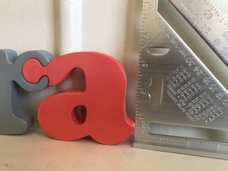 Personalized handmade large 5 wood letters puzzle Large Size. New mom gift image 7