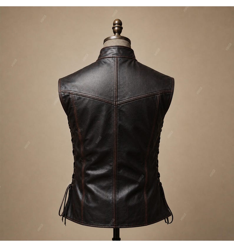 Handmade Men's Leather Vest Renaissance Genuine Leather Men's Medieval Vest Christmas Gift for him Renaissance fair, Cosplay costume image 4