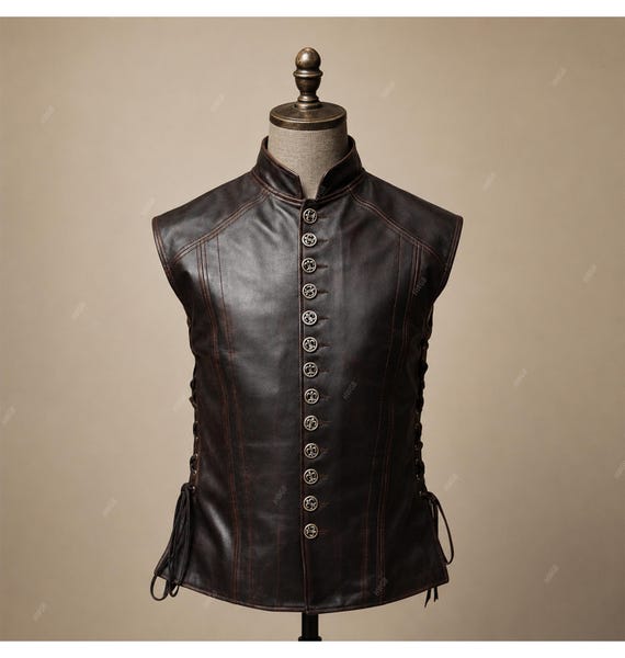 Handmade Men's Leather Vest Renaissance Genuine Leather Men's Medieval Vest Christmas Gift for him Renaissance fair, Cosplay costume