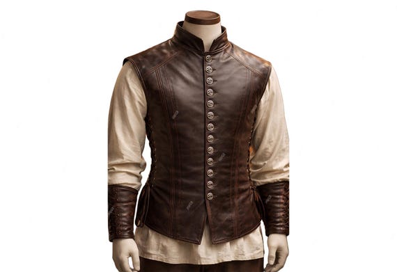 Handmade Men's Leather Vest Renaissance Genuine Leather Men's Medieval Vest Christmas Gift for him Renaissance fair, Cosplay costume