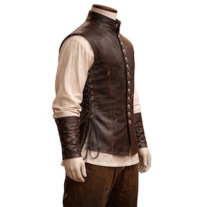 Renaissance Men Leather Vest – Handmade Cosplay Waistcoat, Genuine Lambskin Christmas/Birthday  Gift for him
