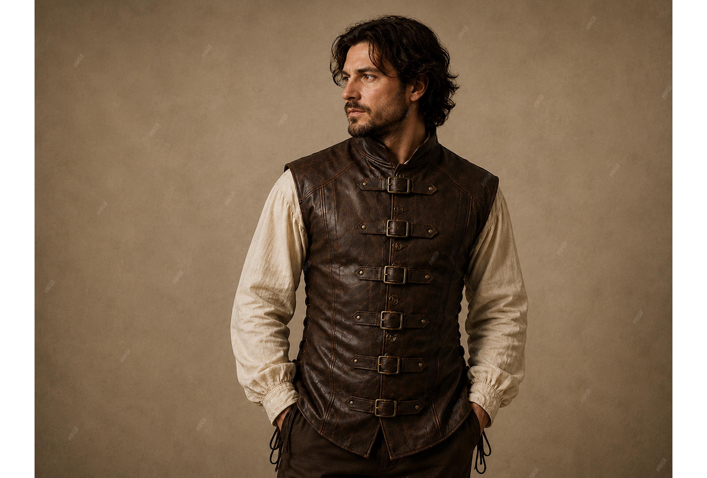 Handmade LARP Men's Leather Vest Renaissance Genuine Leather Men's Medieval Vest Christmas Gift for him Renaissance fair, Cosplay Costume