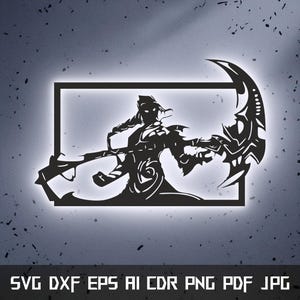Kayn SVG Cut File – League of Legends Vector Art – Shadow Reaper Silhouette – CNC Laser Cut – Cricut – Wall Decor – Printable Digital Design