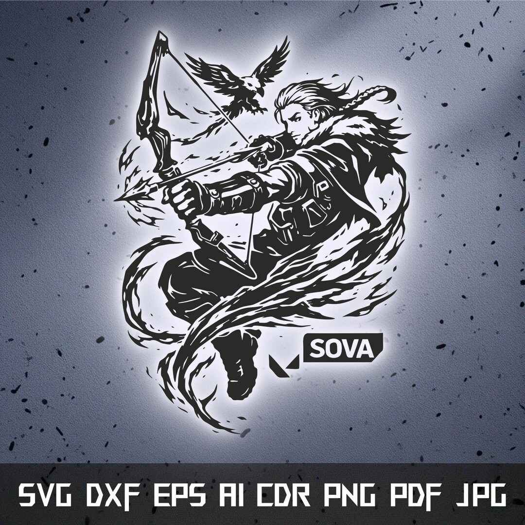 Valorant Sova SVG DXF Files - Valorant Agent Line Art - Laser Cricut ...