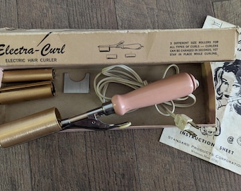 Rizador eléctrico Electra-Curl vintage de los años 70, 5 piezas. Probado/Funciona - Valmor