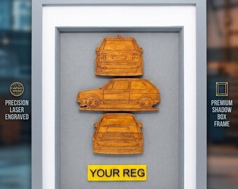 Custom 3D Multi-Angle Car Art / Framed Wooden Vehicle Blueprint Plaque