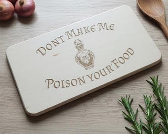 Kitchen Witch / Gothic Engraved Wood Chopping Board