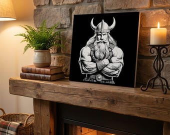 Valhalla Rising / Viking Etched Black Ceramic Tile