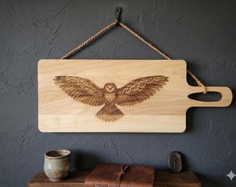 Celtic Owl / Laser Engraved Wooden Serving Board