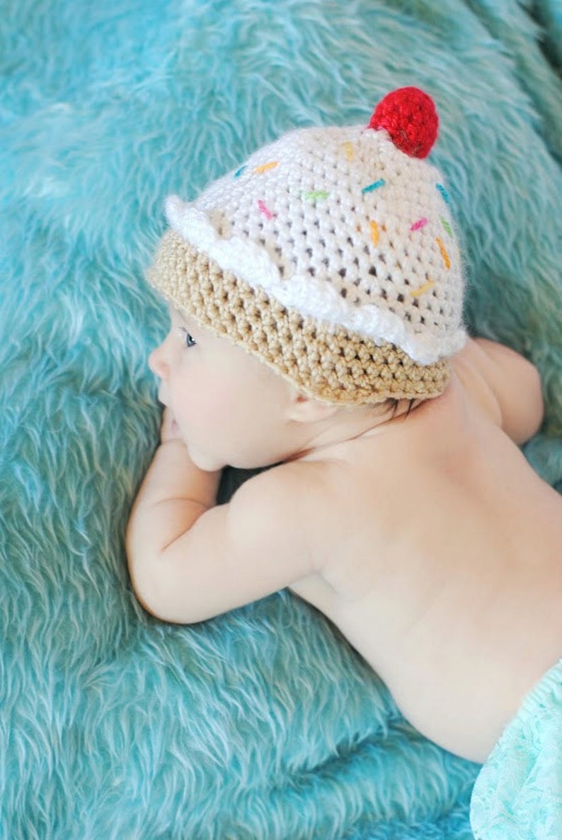 PDF Ice Cream Hat Crochet Pattern Baby Girl Newborn Photo Prop Etsy