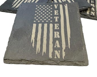 veteran flag slate coasters