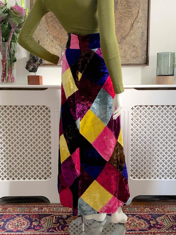 Vintage 1970s VELVET PATCHWORK Maxi Skirt Mr Freed