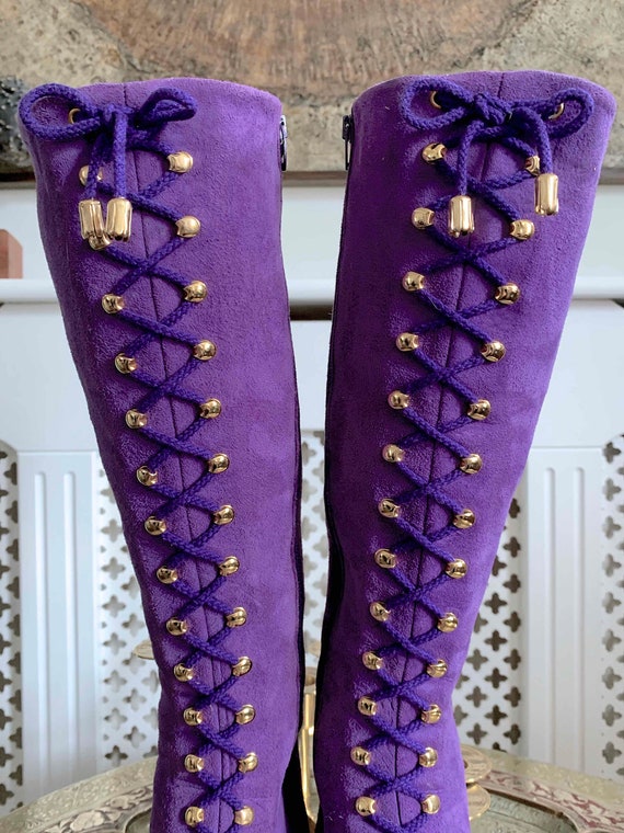 SOLD Rare Vintage 1960s BETH LEVINE Boots Purple … - image 4