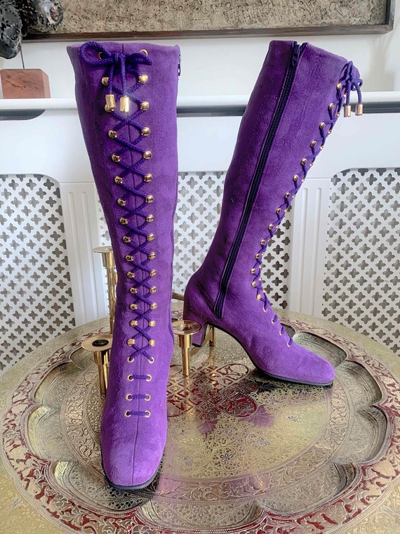 SOLD Rare Vintage 1960s BETH LEVINE Boots Purple … - image 2