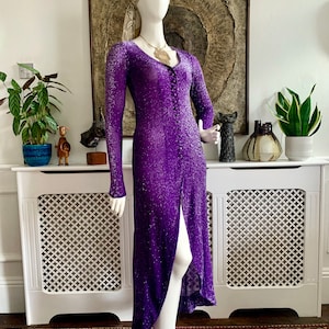 RESERVED RARE 1970 BIBA Vintage Purple Silver Sparkling Evening Dress / 1960s 1970s Iconic British Boutique Fashion / Biba Kensington London