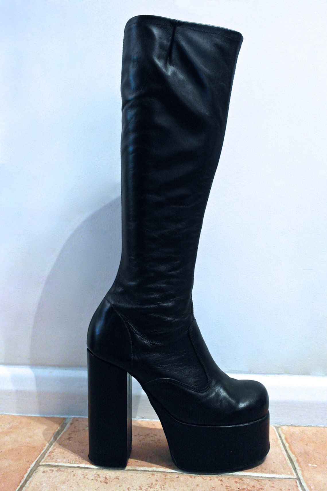 70s knee high platform boots