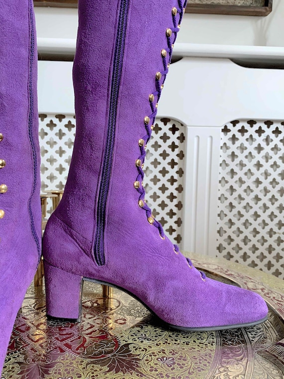 SOLD Rare Vintage 1960s BETH LEVINE Boots Purple … - image 7