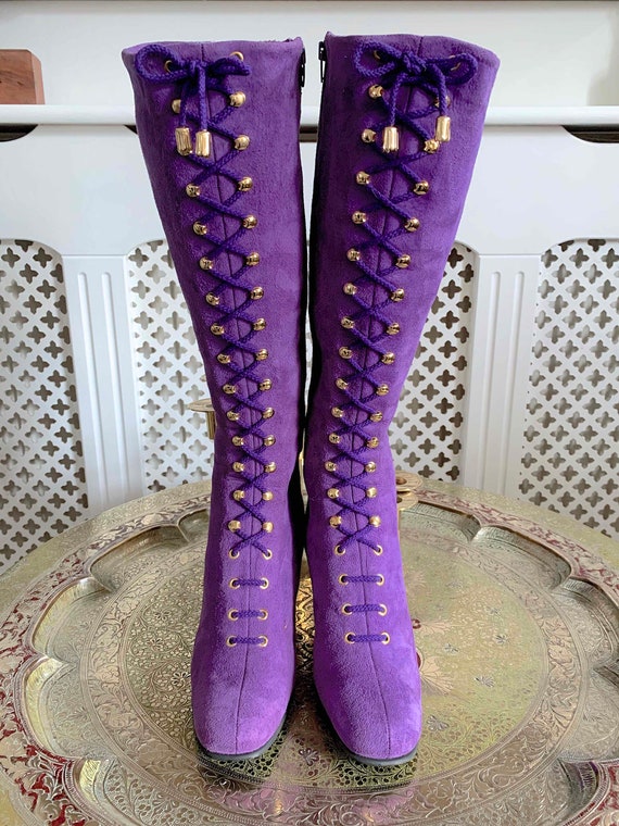 SOLD Rare Vintage 1960s BETH LEVINE Boots Purple … - image 3