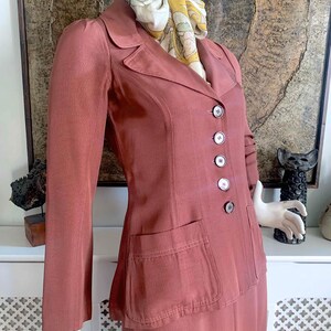 RARE 1969-70 BIBA Vintage Skirt Suit in Tea Rose Grosgrain / 1960s 1970s Iconic British Boutique Fashion / Biba Kensington London image 3