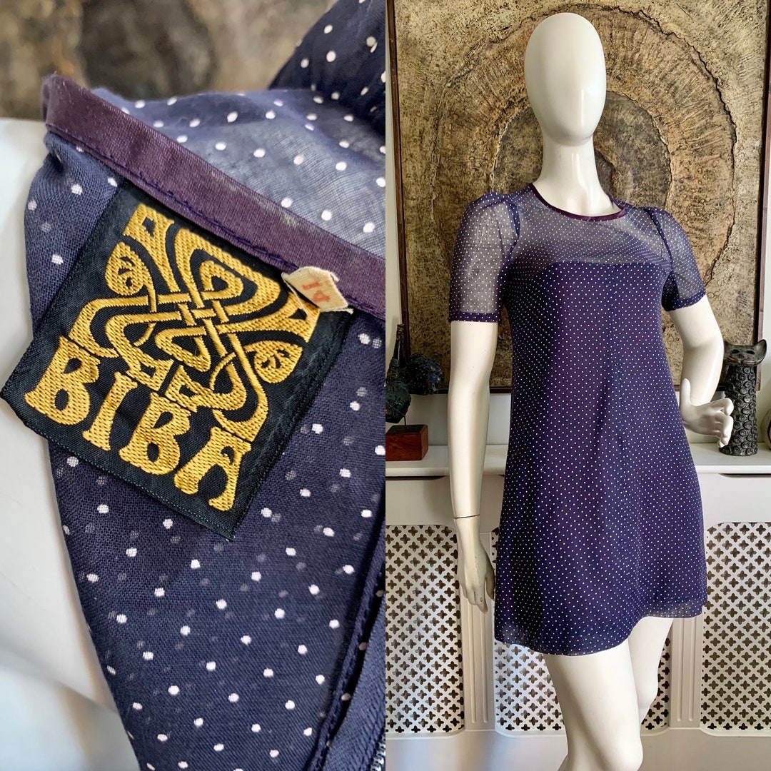 RARE 1960s BIBA Polka Dot Mod Mini Dress // Twiggy Cathy Mcgowan Style