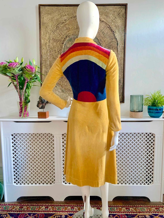 RARE 1970s Pop Art Velour Patchwork Coat by Yolant