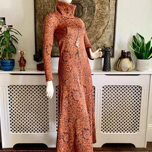 RARE 1970 BIBA Maxi Dress Psychedelic Art Nouveau Pattern // 1960s 1970s Iconic British Boutique Fashion // Biba Kensington London