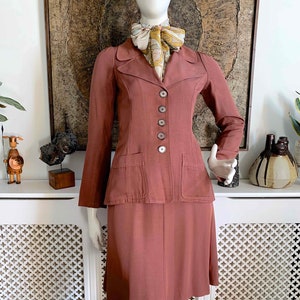 RARE 1969-70 BIBA Vintage Skirt Suit in Tea Rose Grosgrain / 1960s 1970s Iconic British Boutique Fashion / Biba Kensington London image 2
