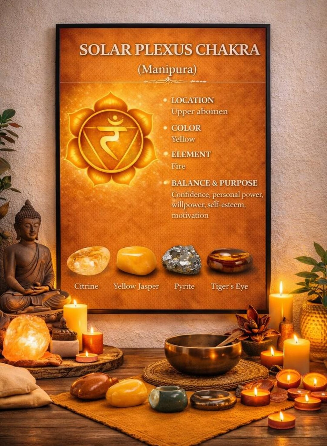 Solar Plexus Chakra Art, Manipura Energy Guide, Meditation Decor ...