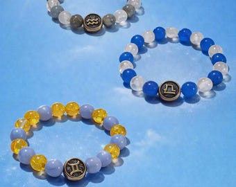Air Signs Zodiac Bracelet | Gemstone Crystal Jewelry