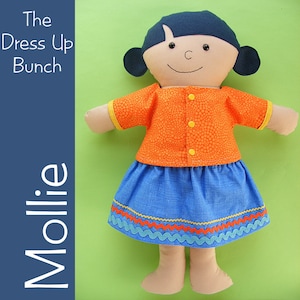 Mollie a Dress Up Bunch Rag Doll Pattern Digital PDF Pattern image 1