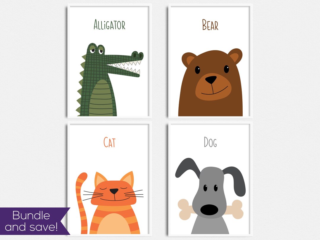 Animal ABCD Printable Art Bundle Instant Download Print It Yourself