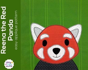 Reena the Red Panda Applique Quilt Pattern - easy digital PDF pattern, uses Quilt As You Go and fusible adhesive