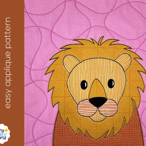 Lucien Lion - easy applique quilt pattern for beginners - instant PDF pattern