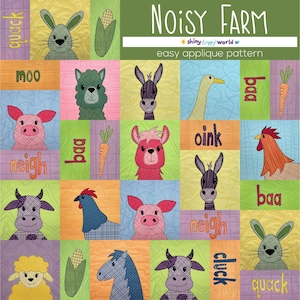 Noisy Farm Applique Quilt Pattern Bundle: Easy Beginner PDF (Quilt As You Go)