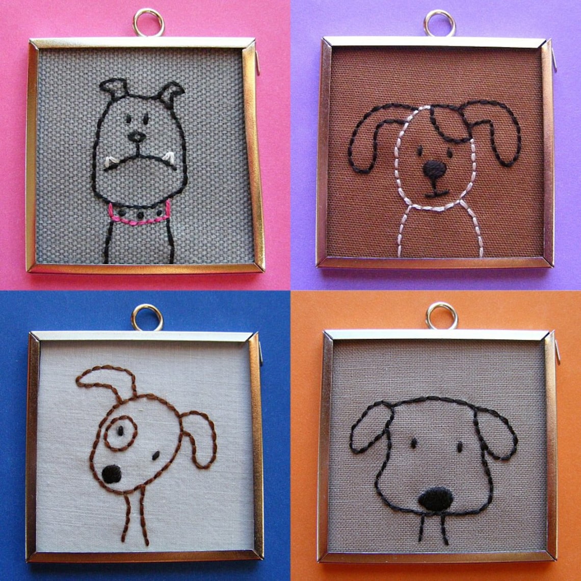 Embroidered Dogs PDF Pattern Etsy