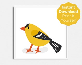 Goldfinch - Printable Art - instant download - print it yourself - backyard birds - home decor