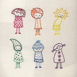 Rainbow Girls embroidery pattern PDF