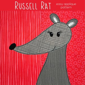 Russell Rat - applique quilt pattern - easy PDF pattern for beginners, uses Quilt As You Go and fusible adhesive